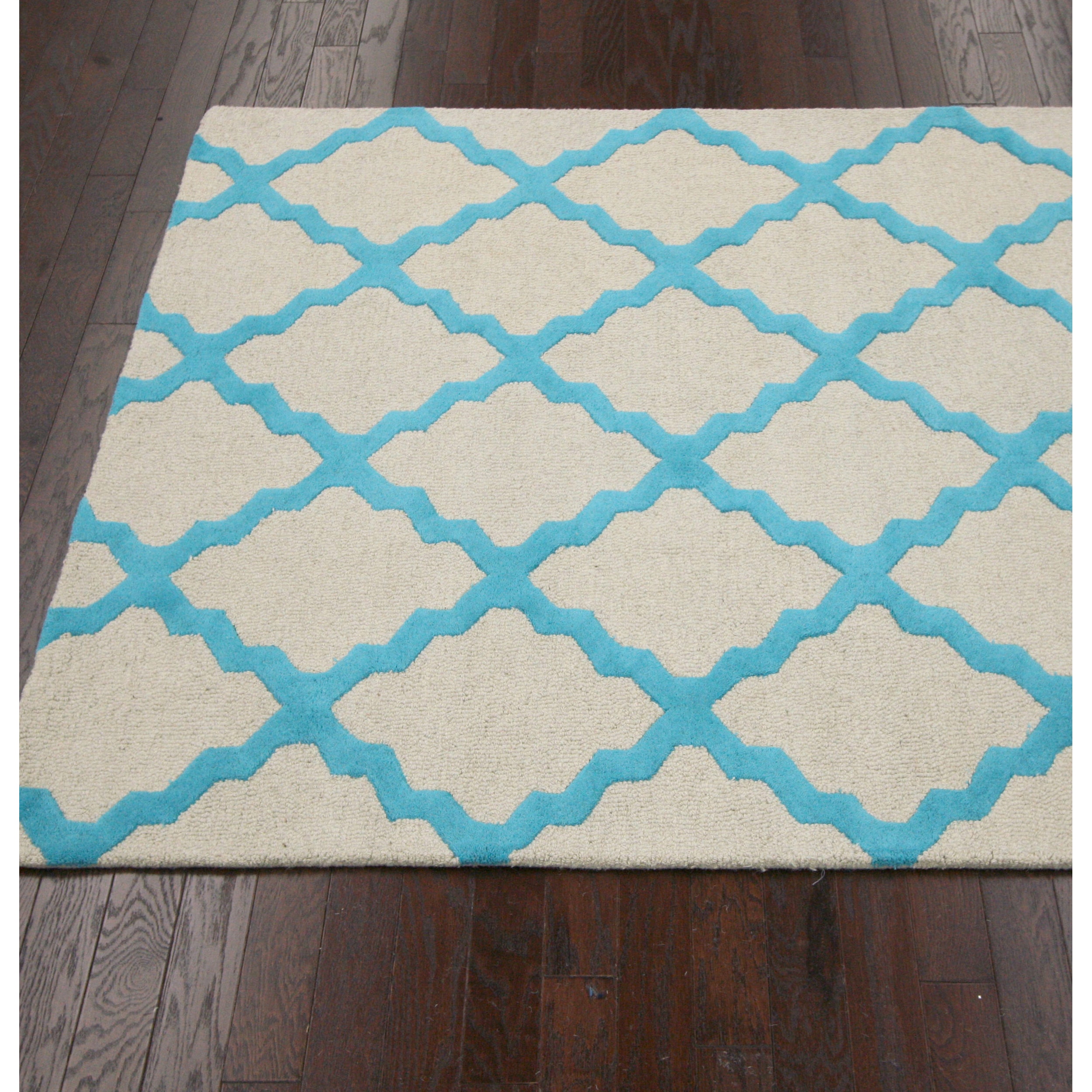 Nuloom Hand hooked Alexa Moroccan Trellis Petit point Wool Rug (86 X 116) Ivory Size 86 x 116