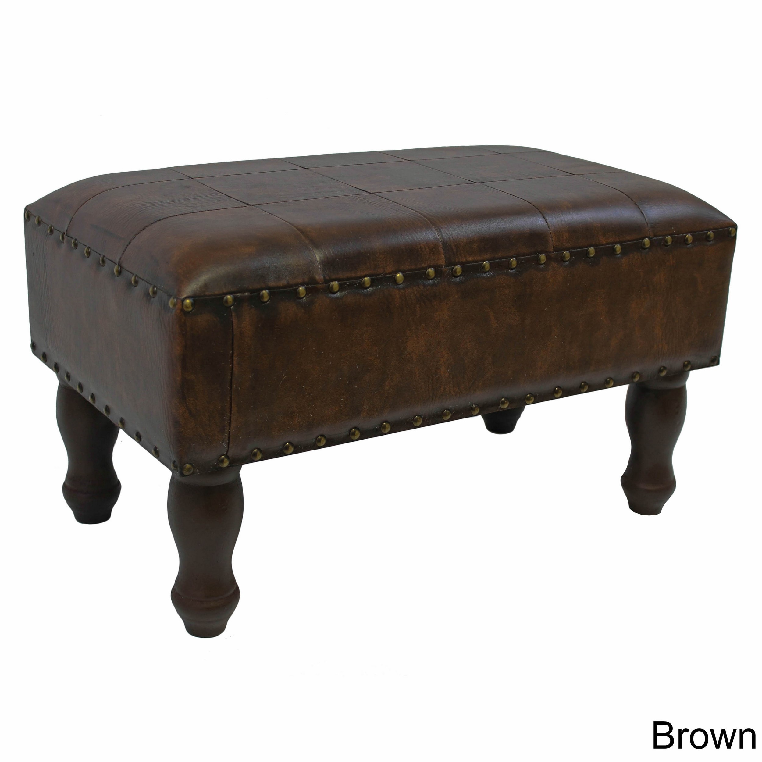 International Caravan Faux Leather Rectangular Stool