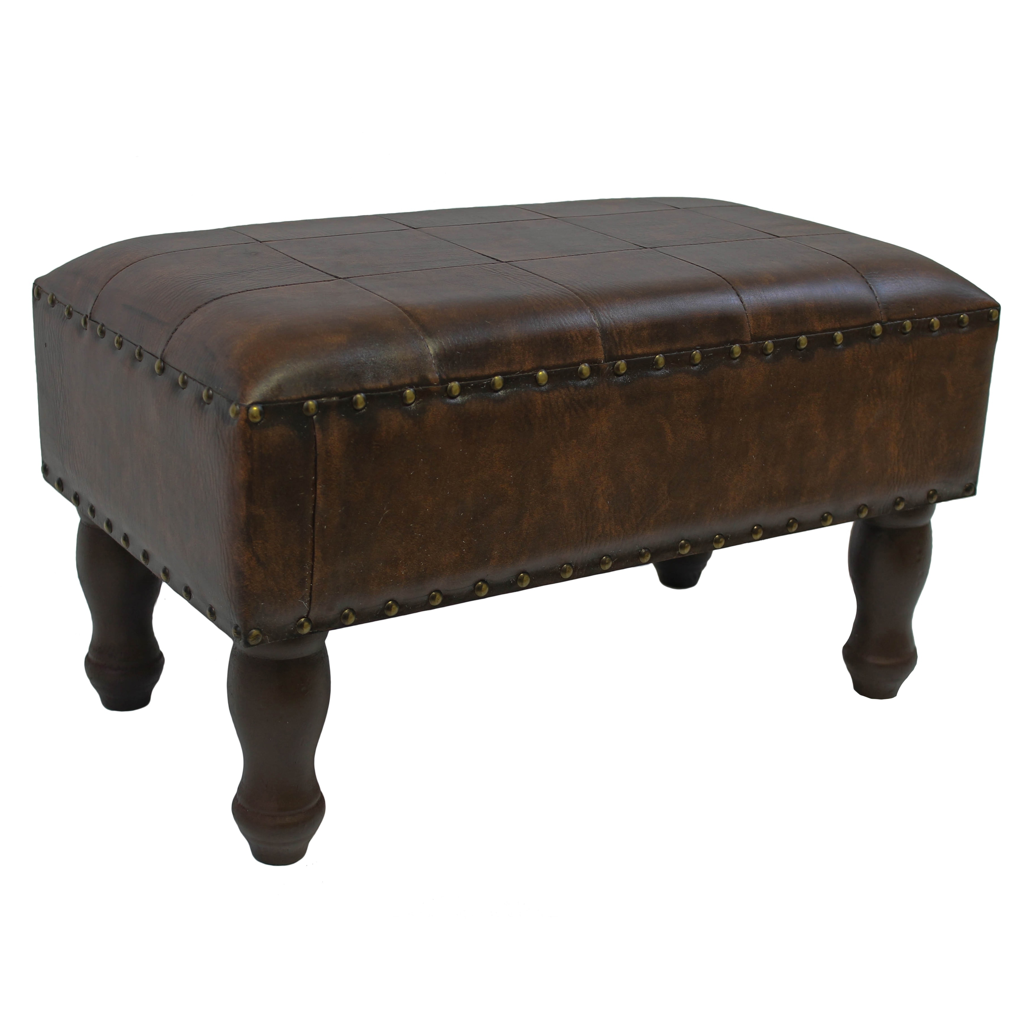 International Caravan Faux Leather Rectangular Stool