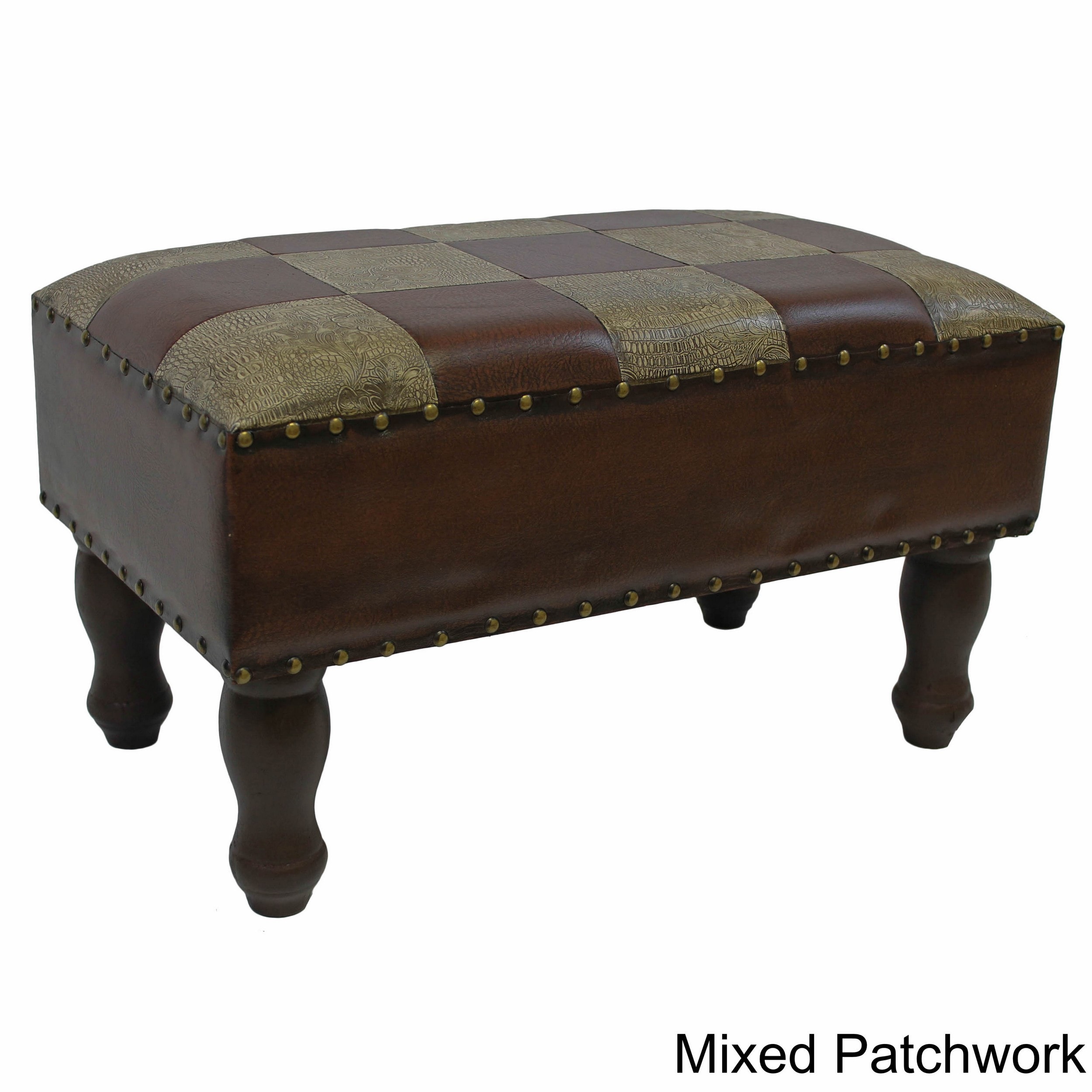 International Caravan Faux Leather Rectangular Stool