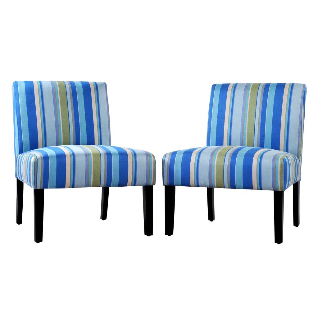 Portfolio Niles Sea Blue Stripe Armless Chair (Set of 2)