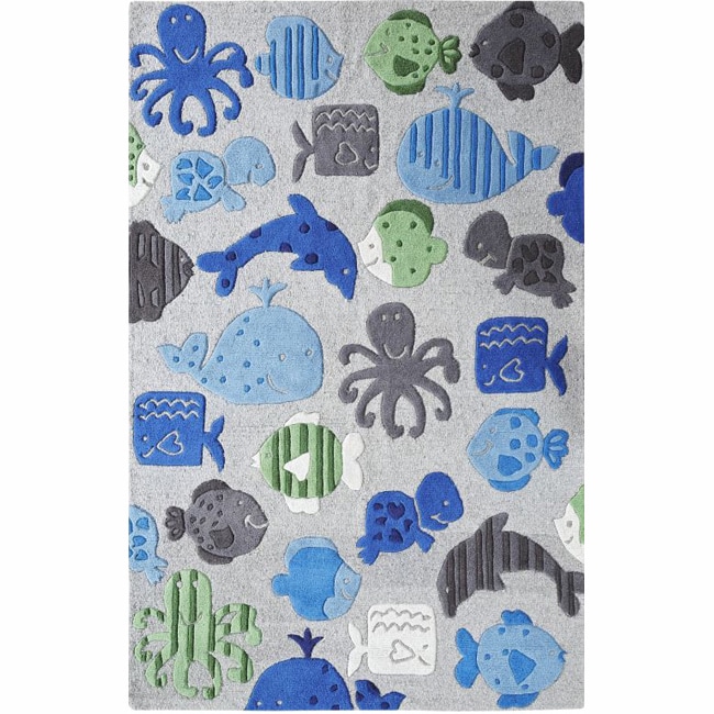 Nuloom Handmade Kids Aquarium New Zealand Wool Rug (5 X 7)