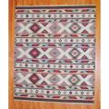 Indo Hand-knotted Kilim Ivory and Blue Wool Rug (8 x 10) - 8' x 10'