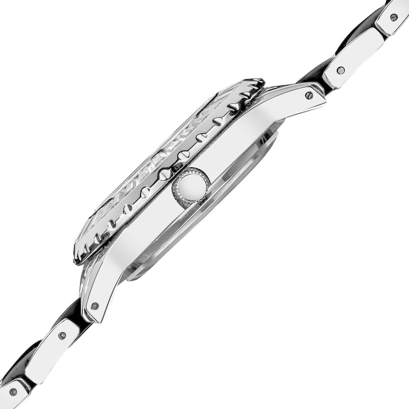 Black Burgi Women's Ceramic Bracelet Baguette Quartz Watch