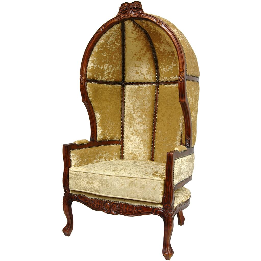 Handmade Wood Camel-finish Queen Victoria Balloon Chair (China) - Gold