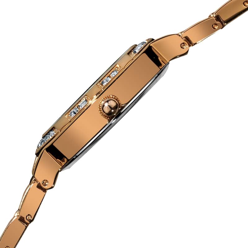 Burgi Women's Mother of Pearl Diamond Quartz Rose-Tone Watch