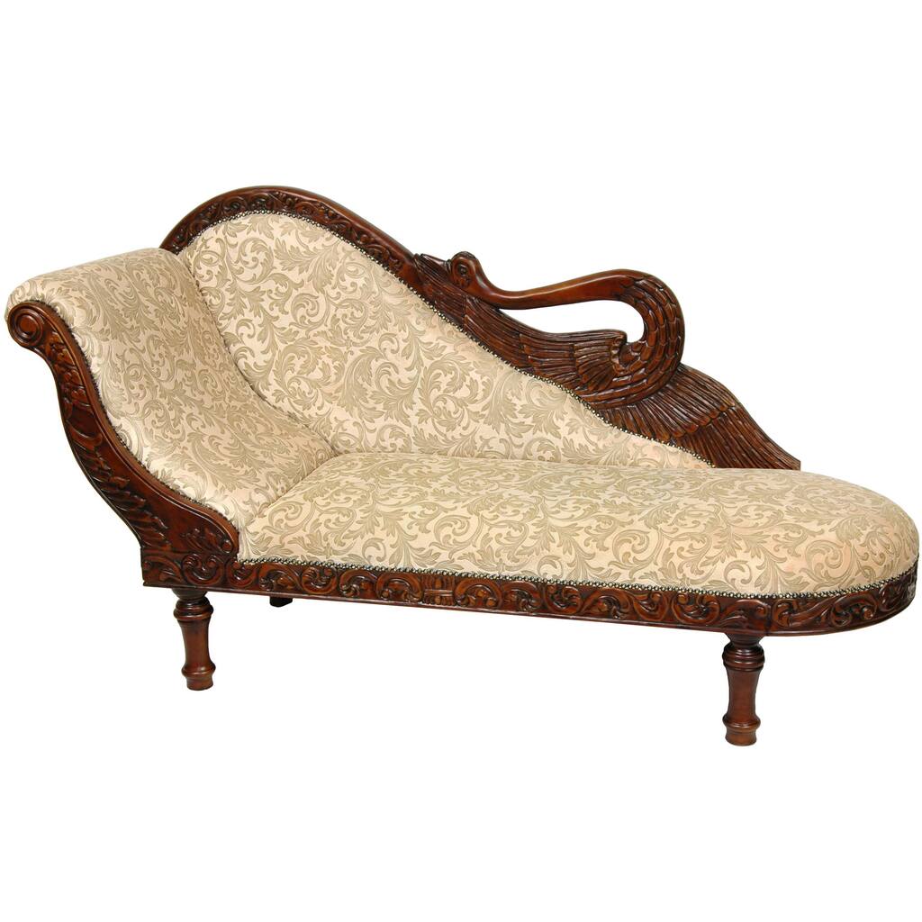 Handmade Walnut Golden Ivy Queen Elizabeth Swan Chaise Lounge (China)