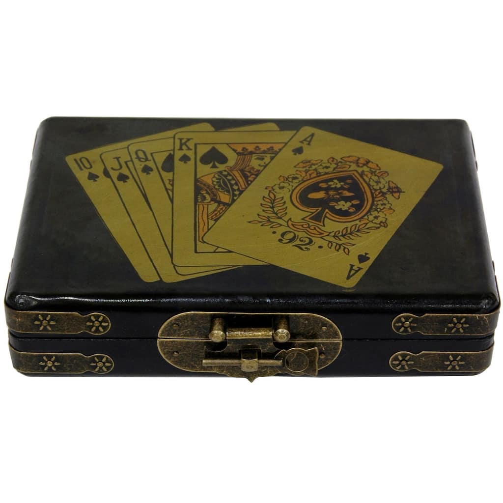 Handmade Black Lacquer Playing Card Set Box (China)