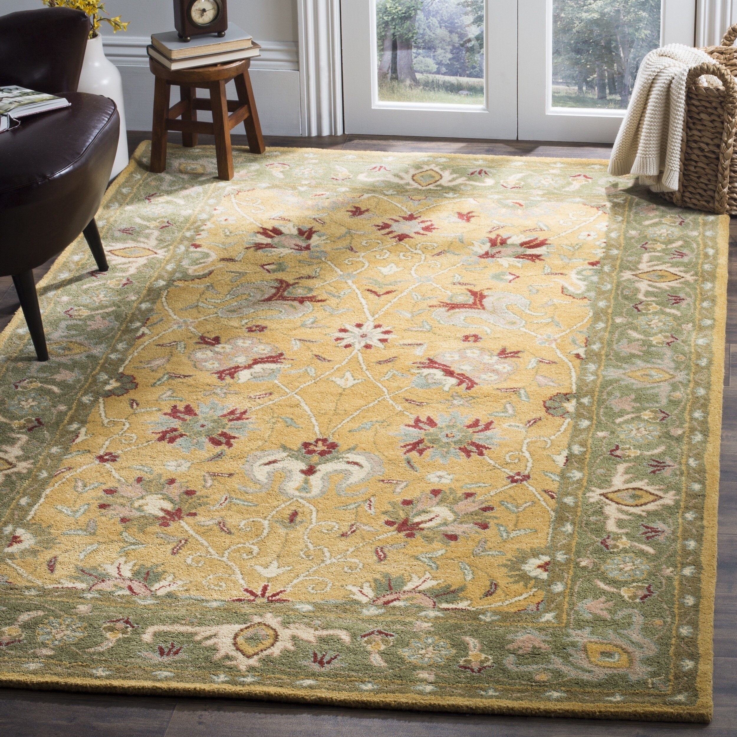 Shop Safavieh Handmade Traditions Gold/ Sage Wool Area Rug 7'6 x 9'6 On Sale Free Shipping