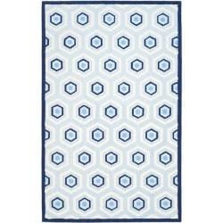 Handmade Children's Hexagon Light Blue N. Z. Wool Rug (8' x 10') Safavieh 7x9   10x14 Rugs