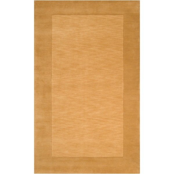 Hand crafted Gold Tone On Tone Bordered Oakland Wool Rug (12 x 15)