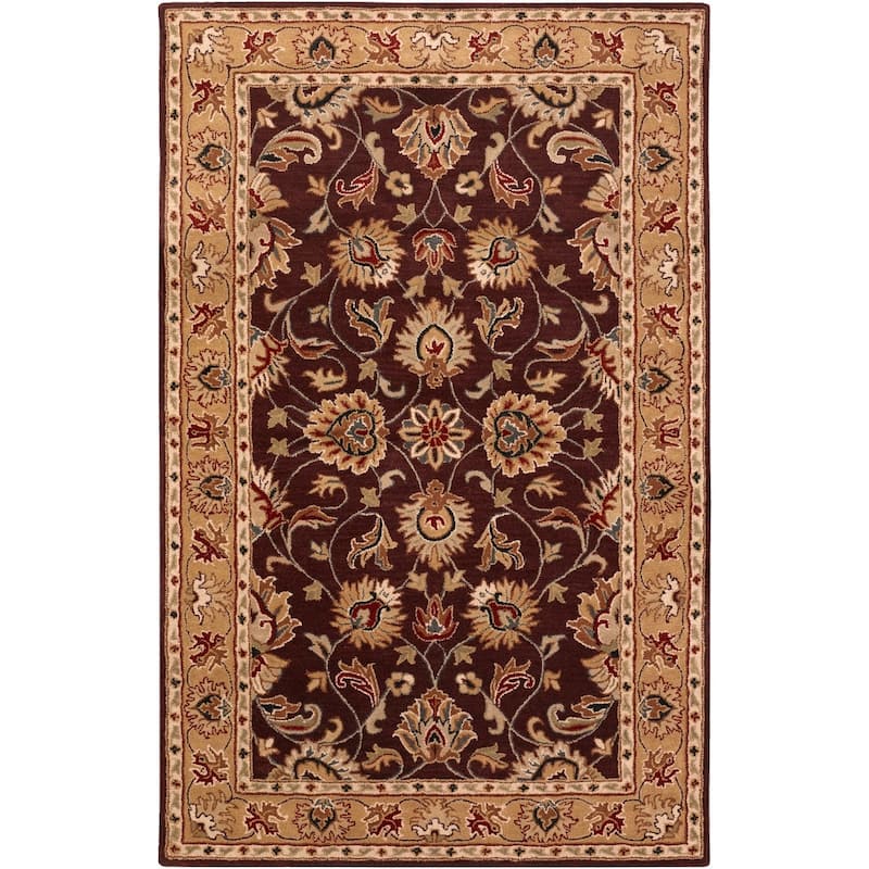 Artistic Weavers Nia Handmade Traditional Border Area Rug - Burgundy/Beige - 10' x 14' - Runner/Rectangle