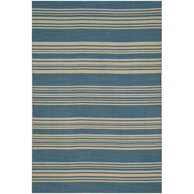 Flatwoven Blue Wool Area Rug (10' x 14') Free Shipping Today 14043068