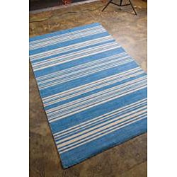Flat-woven Blue Wool Area Rug (10' x 14') - Overstock - 6441085