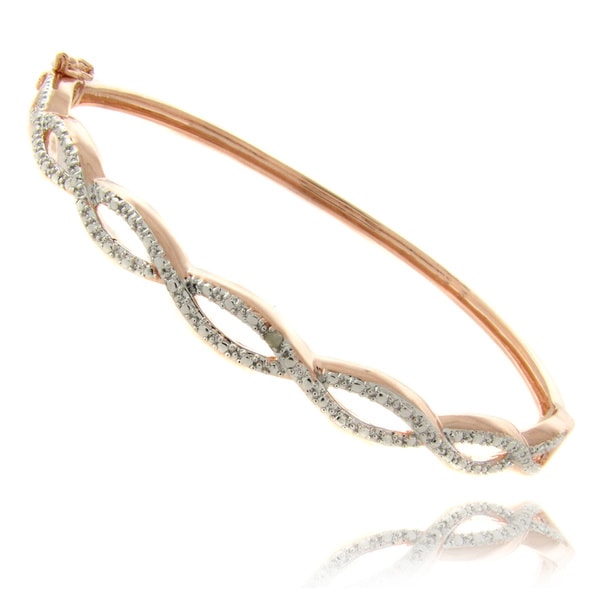 Finesque 14k Yellow or Rose Overlay Diamond Accent Infinity Bangle Bracelet