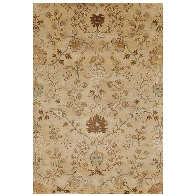 Hand tufted Beige/ Brown Floral Wool Area Rug (36 X 56)