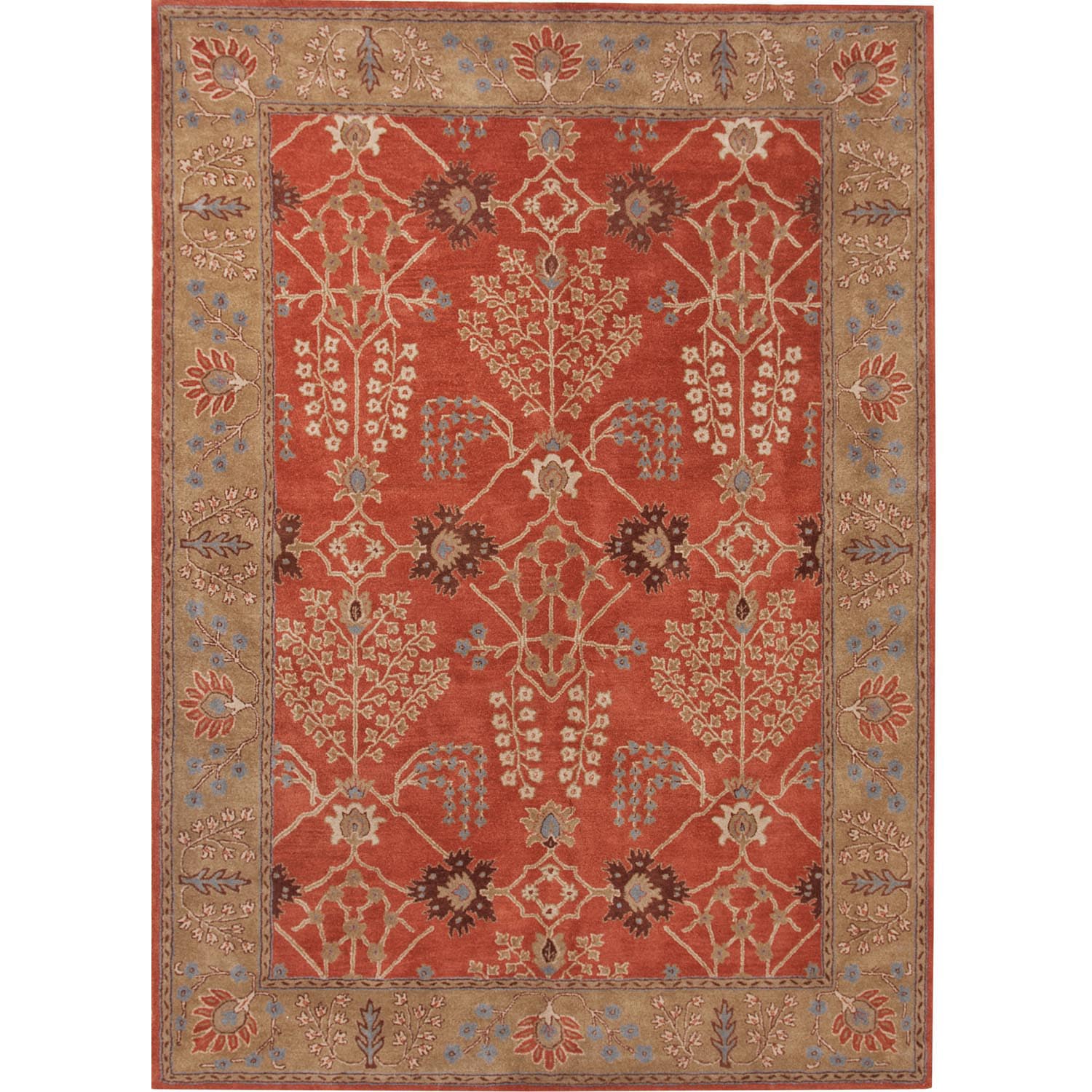 Hand Tufted Orange/ Brown Wool Area Rug (96 X 136)