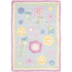 Handmade Spring Flowers Light Blue N. Z. Wool Rug (2' x 3') Safavieh Accent Rugs