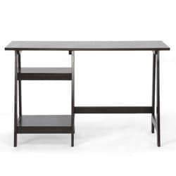 Small Modern Desk mott dark brown wood modern desk with sawhorse legs (small) - free Small Modern Desk mott dark brown wood modern desk with sawhorse legs (small) - free