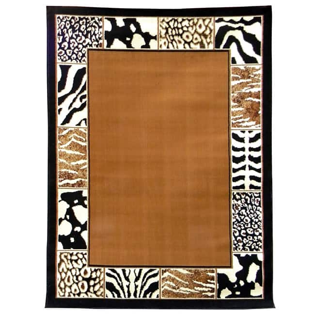 African Adventure Border Skin Caramel Area Rug (5' x 7') - 5' x 7'