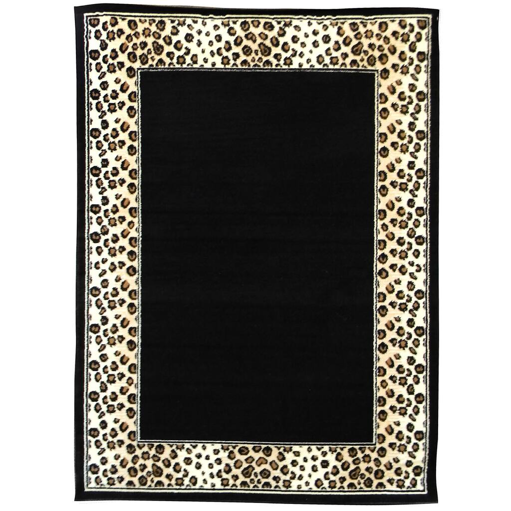 African Adventure Leopard Border Area Rug (5'x7') - 5' x 7'