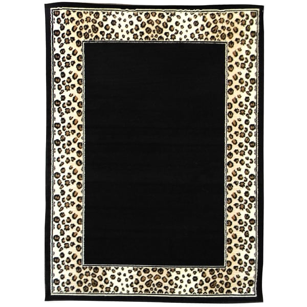 Shop African Adventure Leopard Border Area Rug (5'x7') - 5' x 7' - Free ...