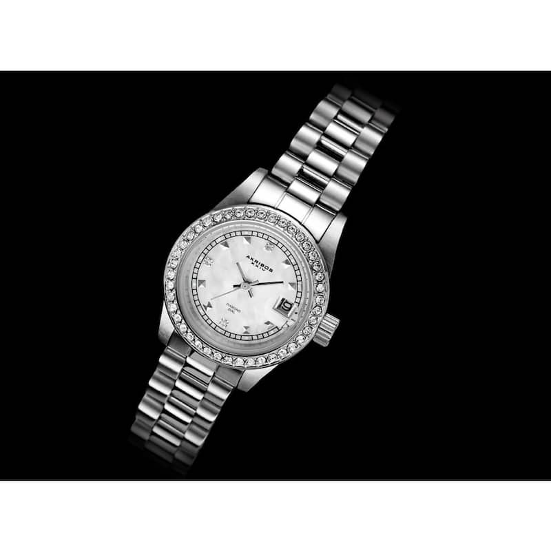 Akribos XXIV Women's Diamond Quartz Water-Resistant Silver-Tone Bracelet Watch