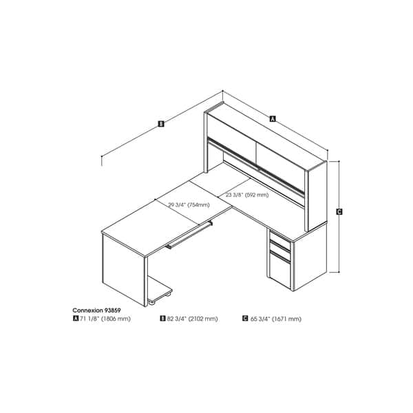 Bestar Connexion L-shaped Workstation Desk with Hutch - On Sale - Bed ...