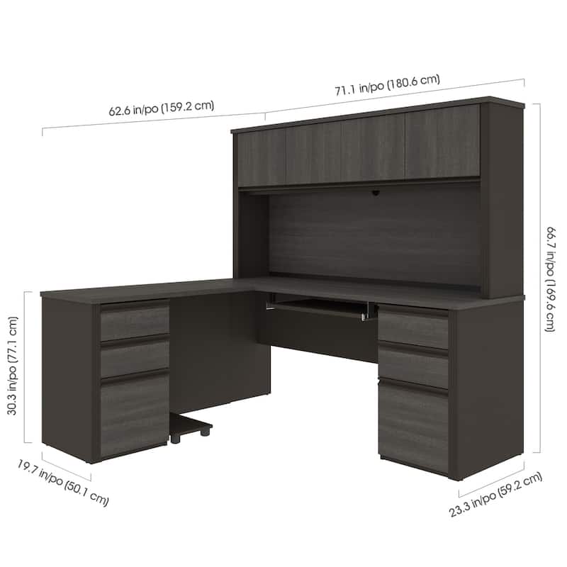 Bestar Prestige Plus L-shaped Desk with Hutch