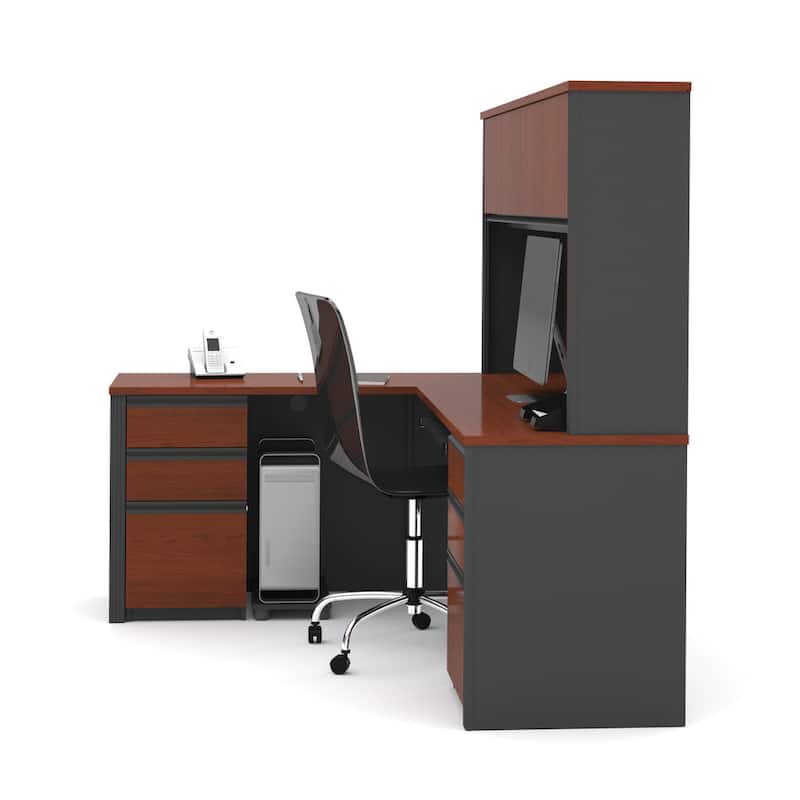 Bestar Prestige Plus L-shaped Desk with Hutch