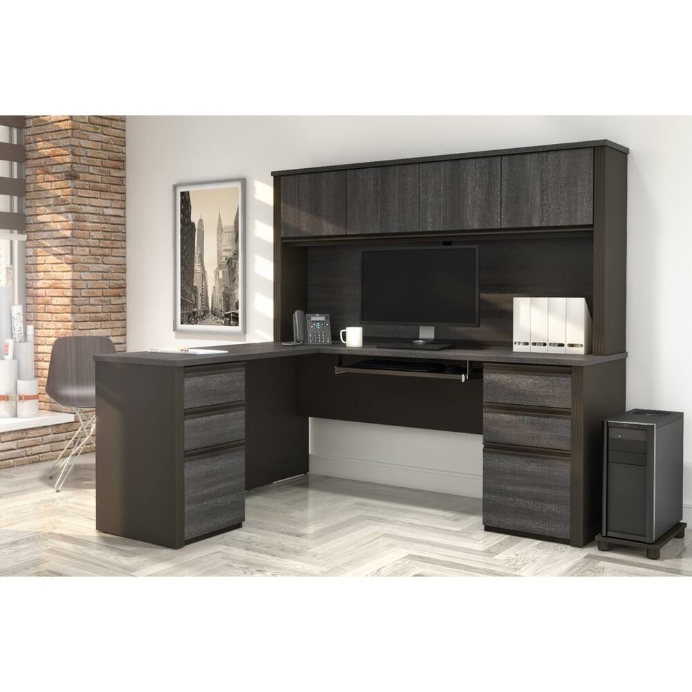 Bestar Prestige Plus L-shaped Desk with Hutch