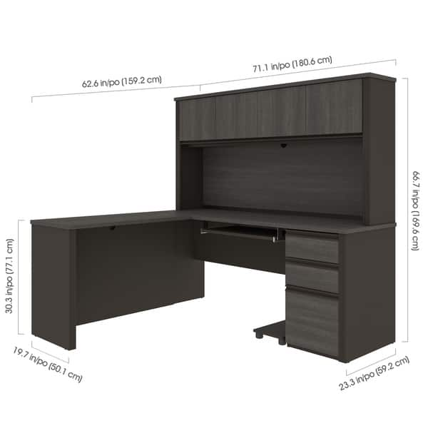 Bestar Prestige Plus L-shaped Workstation Desk with Hutch - On Sale ...