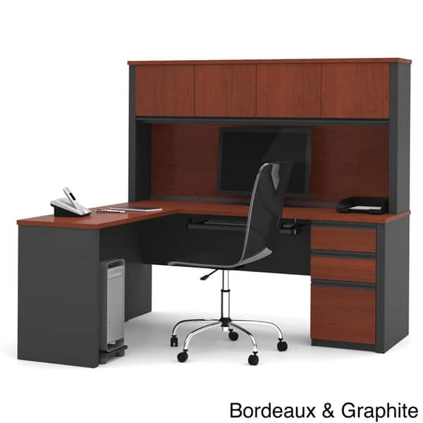 Shop Bestar Prestige Plus L Shaped Workstation Desk With Hutch