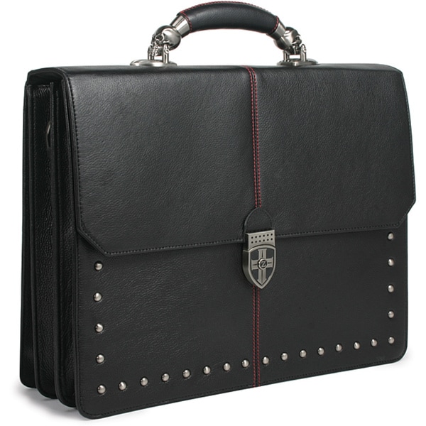 leather flapover briefcase