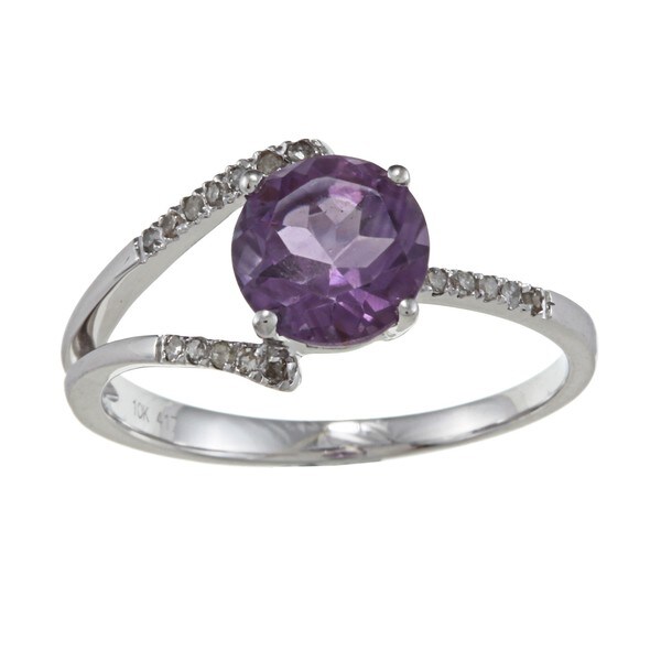 Viducci 10k Gold Amethyst and 1/8ct TDW Diamond Ring (G H, I1 I2) Viducci Gemstone Rings