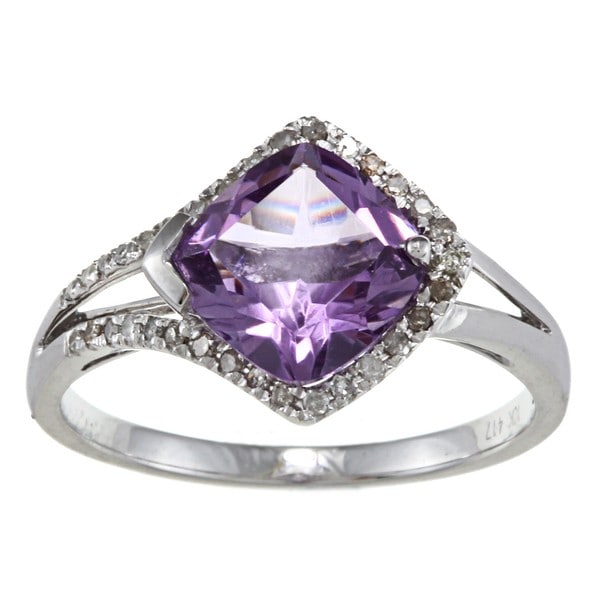 Viducci 10k Gold Amethyst and 1/4ct TDW Diamond Ring (G H, I1 I2) Viducci Gemstone Rings