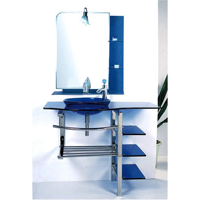 Kokols Modern Bathroom Vanity and Blue Vessel Sink Combo Set