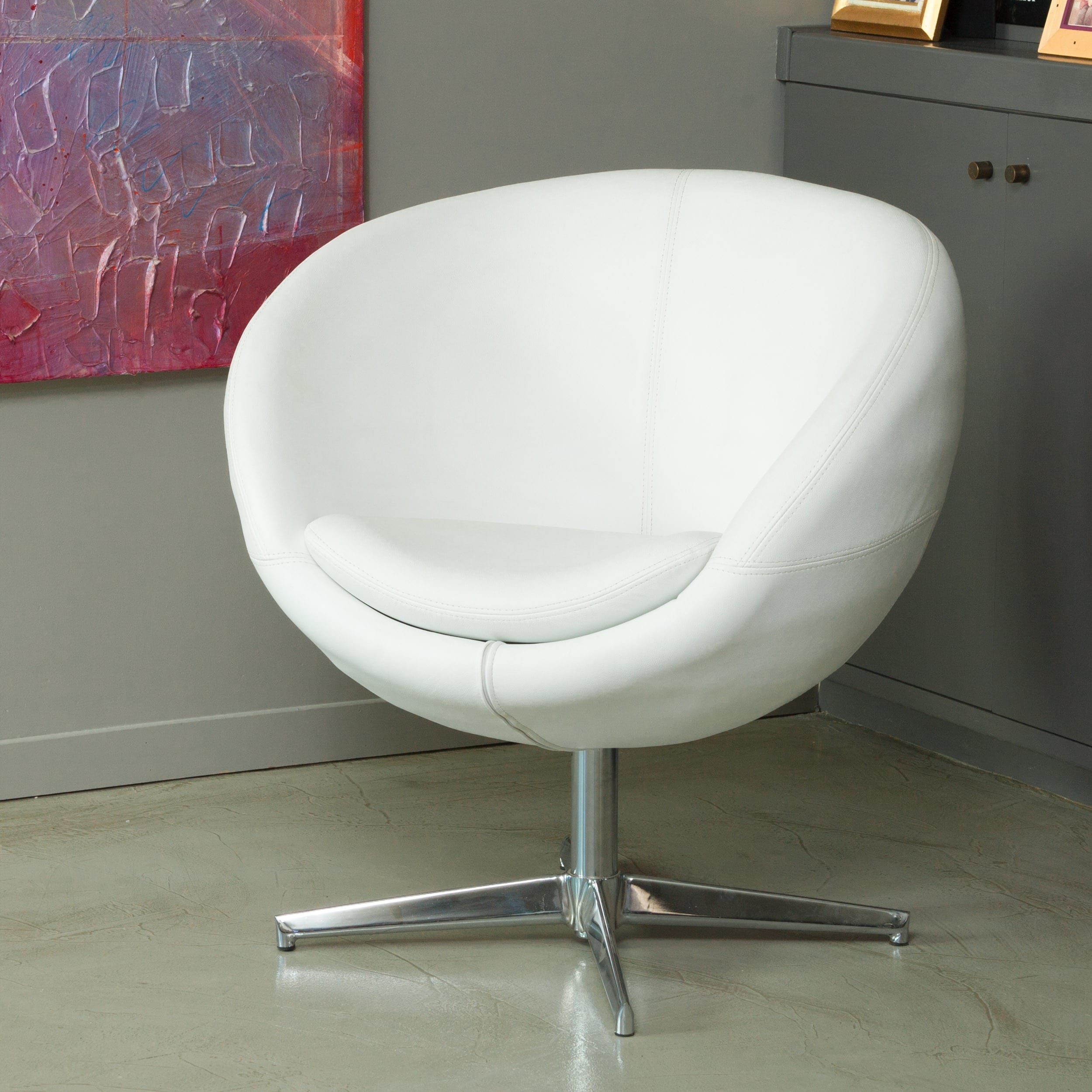 Christopher Knight Home Modern White Leather Roundback Chair