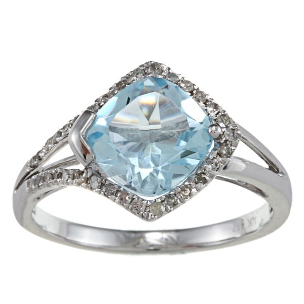 Shop Viducci 10k Gold Blue Topaz and 1/4ct TDW Diamond Ring (G-H, I1-I2 ...