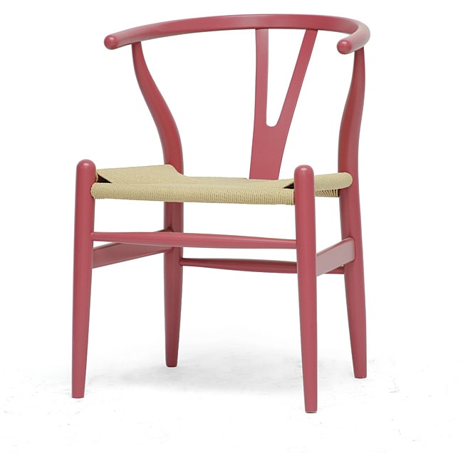 Mid century Modern Pink Wood Y Wishbone Chair