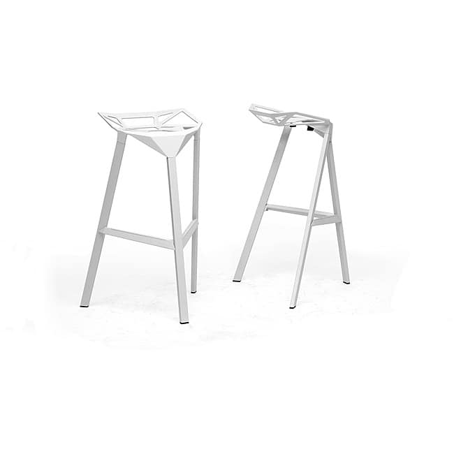 Modern White Metal Bar Stool by Baxton Studio