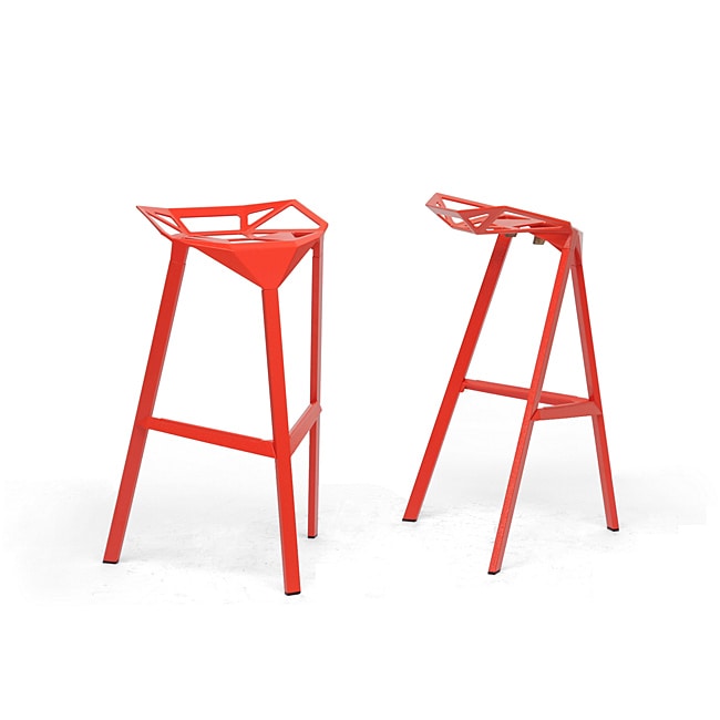 Kaysa Red Aluminum Modern Bar Stools (set Of 2)