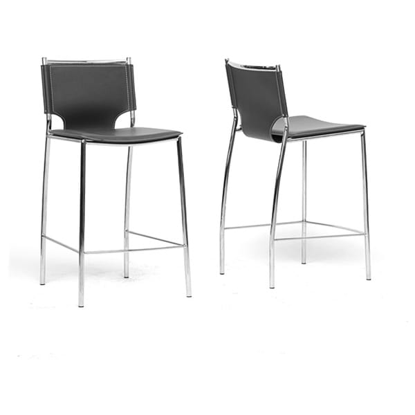 Shop Modern Faux Leather 26 Counter Stool By Baxton Studio Free   Montclare Black Leather Modern Counter Stools Set Of 2 87ccf344 0705 489a 94e5 Bb3ab158522a 600 