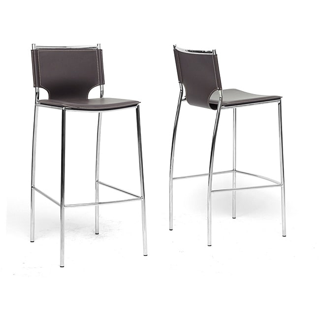 Montclare Brown Leather Modern Bar Stools (set Of 2)