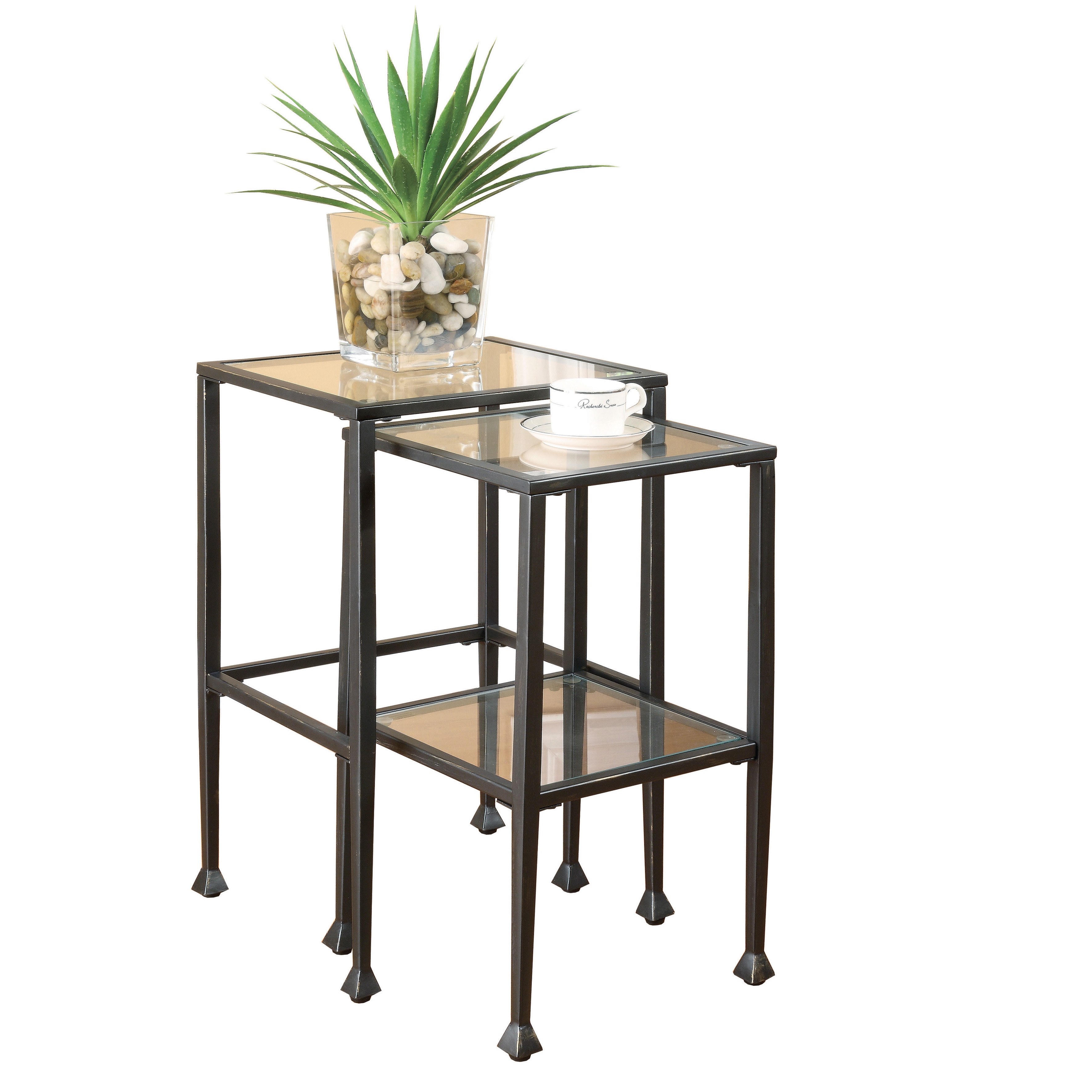 Shop Coaster Company Black Tempered Glass and Metal Nesting Tables ... Shop Coaster Company Black Tempered Glass and Metal Nesting Tables ...