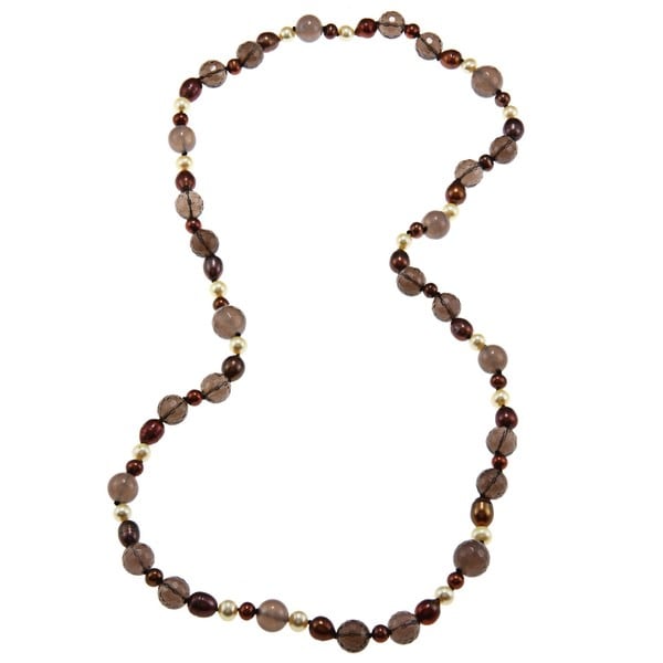 Miadora Valenza Agate, Smokey Quartz and Freshwater Pearl Necklace (6