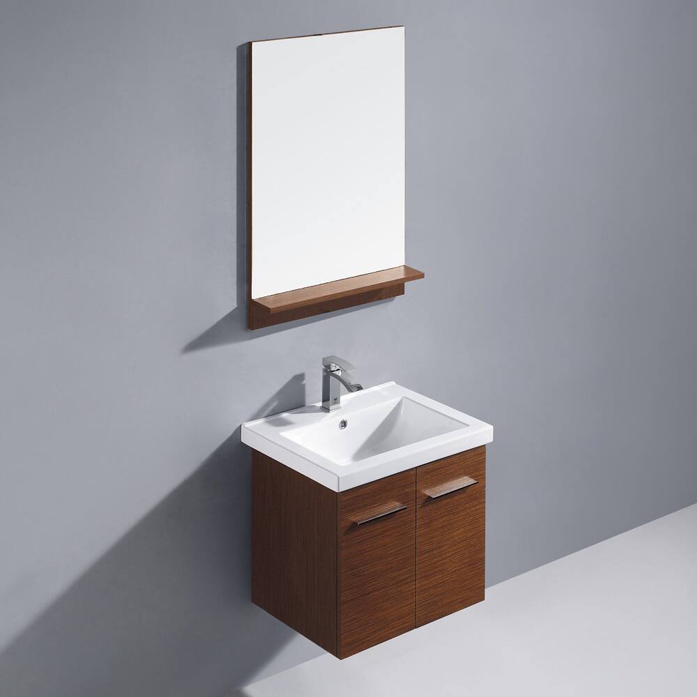 Vigo 24-inch Amber Single Bathroom Vanity with Mirror - White