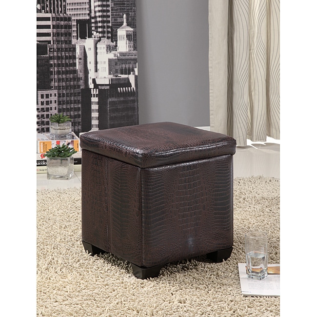 Crocodile Pattern Leather Storage Ottoman Stool