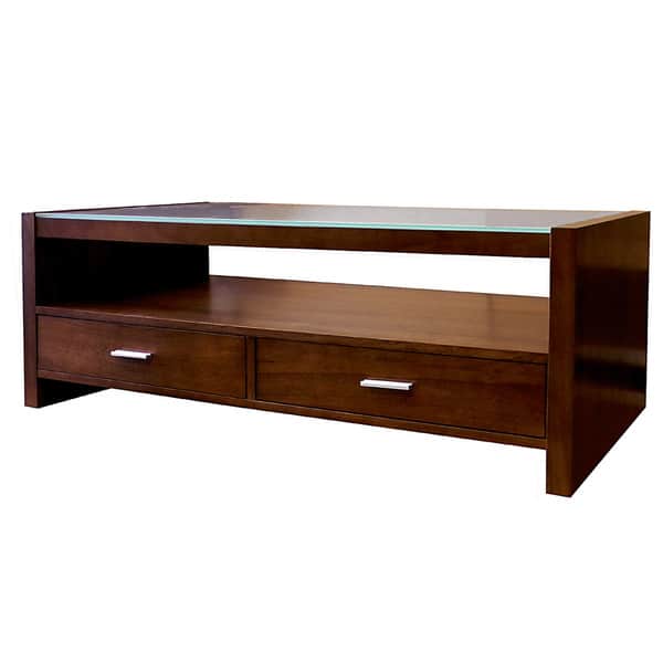 Guildford Glass Top 2Drawer Coffee Table Overstock 6448247