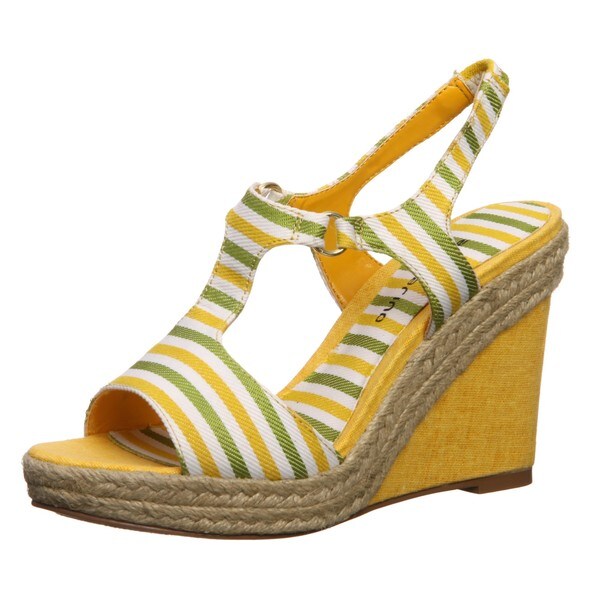 Ann Marino Women�s �Jackel� Yellow Striped Espadrille